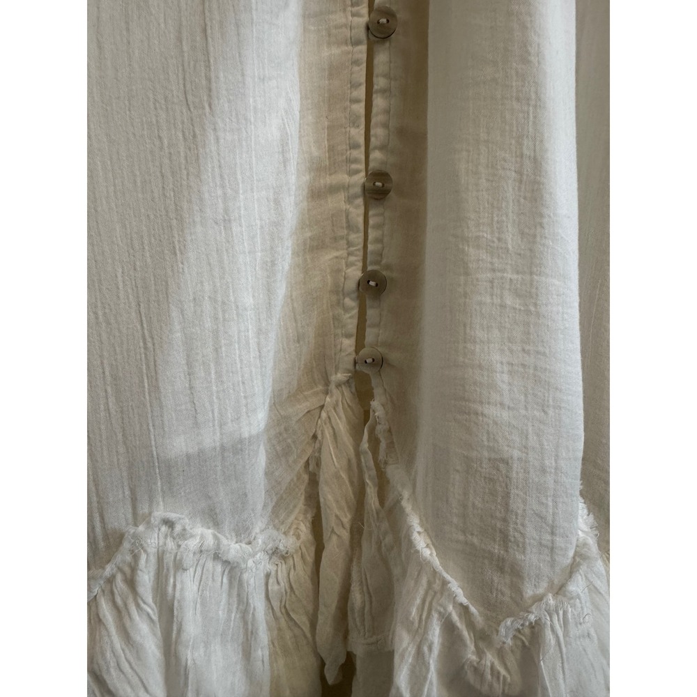 Free People Cream Maxi Button-Front Ruffled Bohemian Sea La Vie Dress - Picture 13 of 16